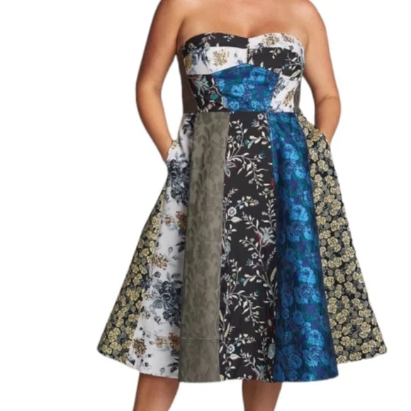 Anthropologie || NWT || Floral Patchwork Sweetheart Midi Dress - Picture 1 of 5